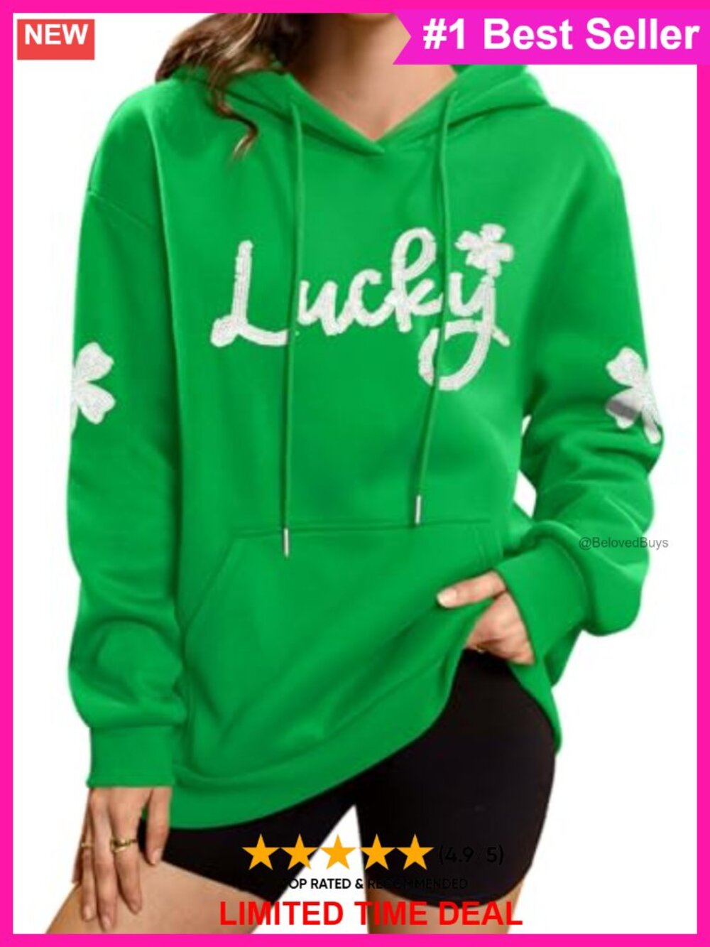 Women St Patricks Day Hoodie Shamrock Pullover Sweatshirt Relaxed Fit